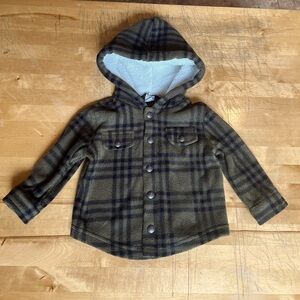Infant Plaid Fleece coat with hood - 12m